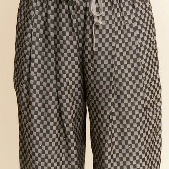 NWT DAVI & DANI Black And Grey Checkered Shirt And Pants Set Woman Size S, M, L - Picture 15 of 16